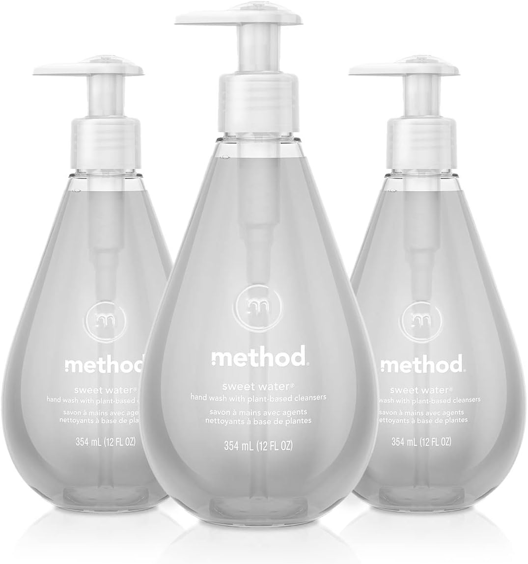 three 12 fl oz gel hand soap bottles in a single pack