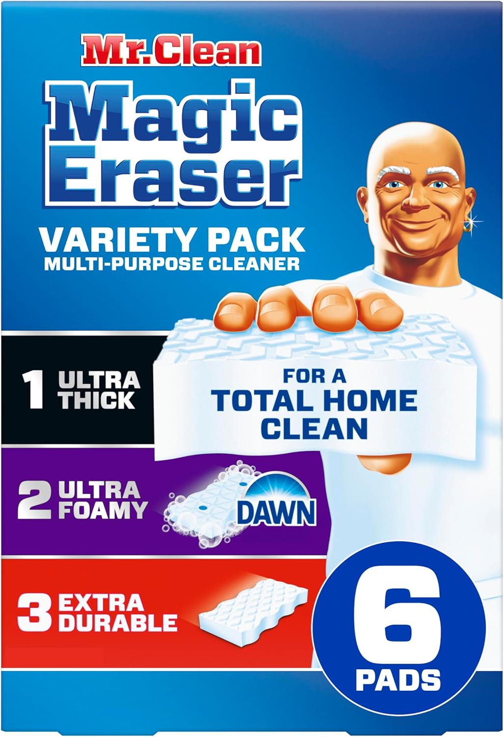 three eraser types in one pack: 1 ultra thick, 2 ultra foamy, 3 extra durable