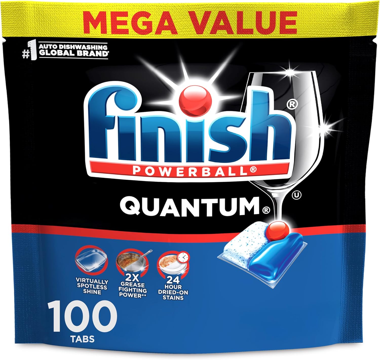 three fast-dissolving chambers: powder for scrubbing stuck-on food, gel for grease-cutting, powerball for shine