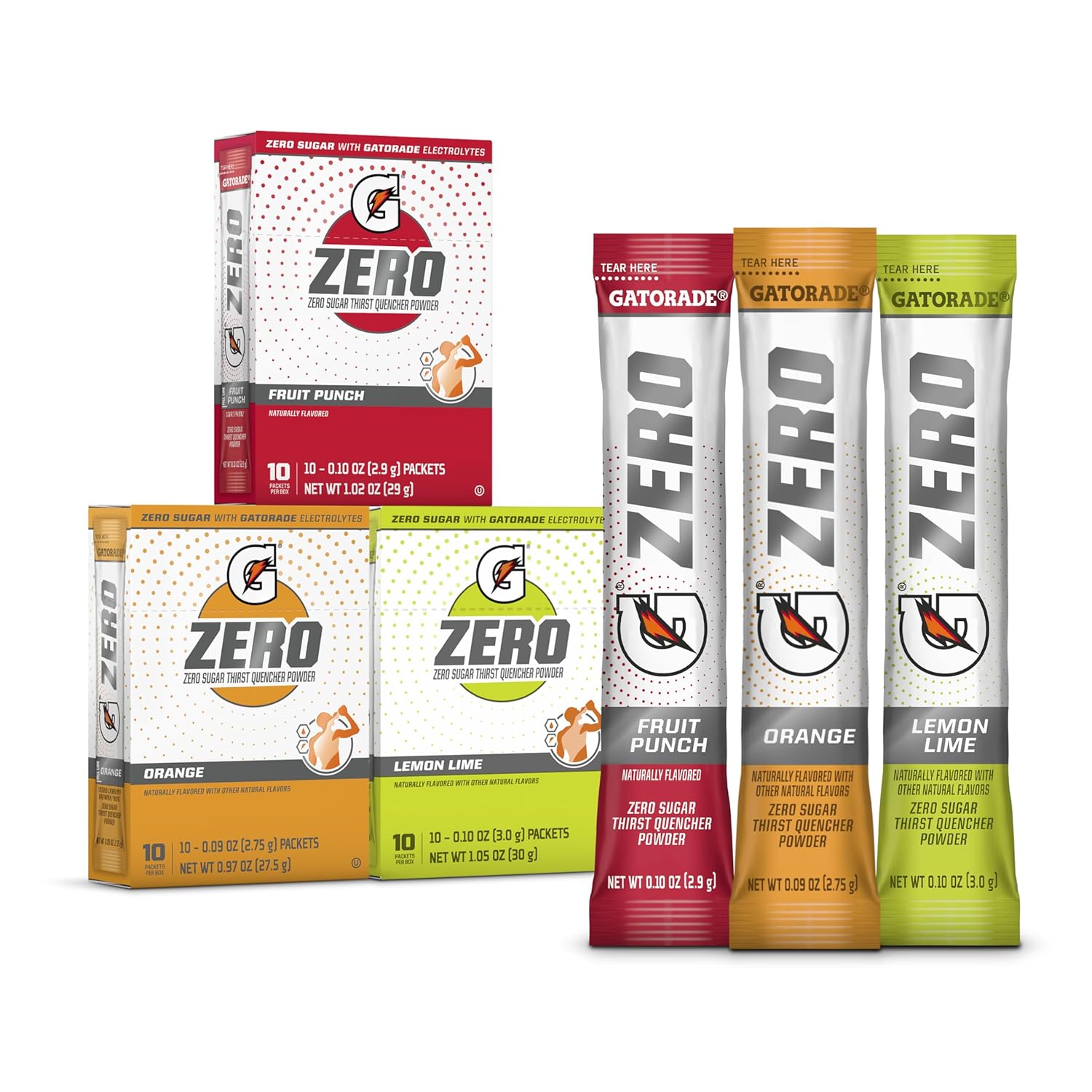 three-flavor classic variety pack (10 lemon lime, 10 orange, 10 fruit punch) per box