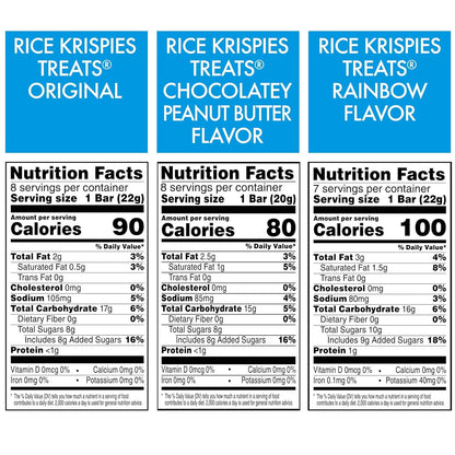 three flavor varieties included: original, rainbow, and chocolatey peanut butter