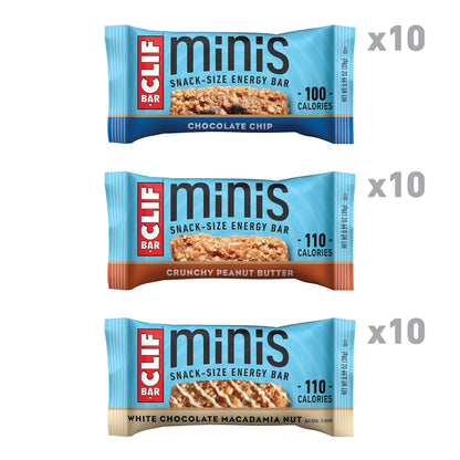 three flavor variety: chocolate chip, crunchy peanut butter, white chocolate macadamia nut
