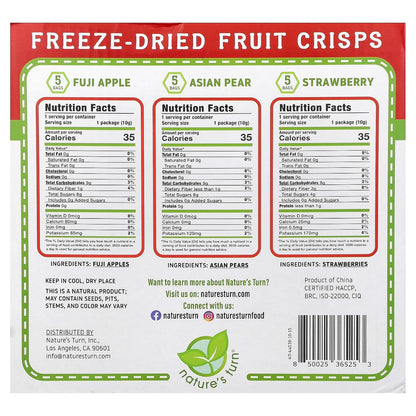 three flavors in the variety pack: strawberry, apple, and pear (5 bags each)