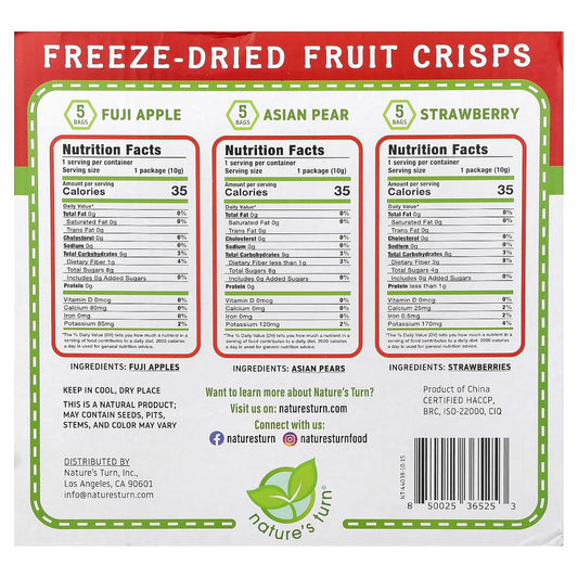 three flavors in the variety pack: strawberry, apple, and pear (5 bags each)