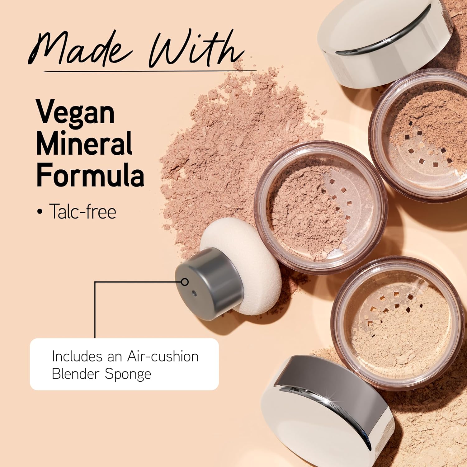 three shade variants: translucent light, medium beige, and creamy natural