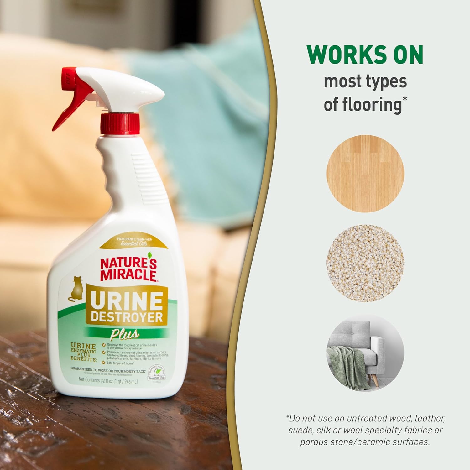 three size variants: 32 oz spray, 128 oz economy refill, and 32 oz 12-pack for multi-cat or commercial-style use