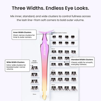 three style variants: spiky (20ct), voluminous (36ct), and natural (1ct) for different looks