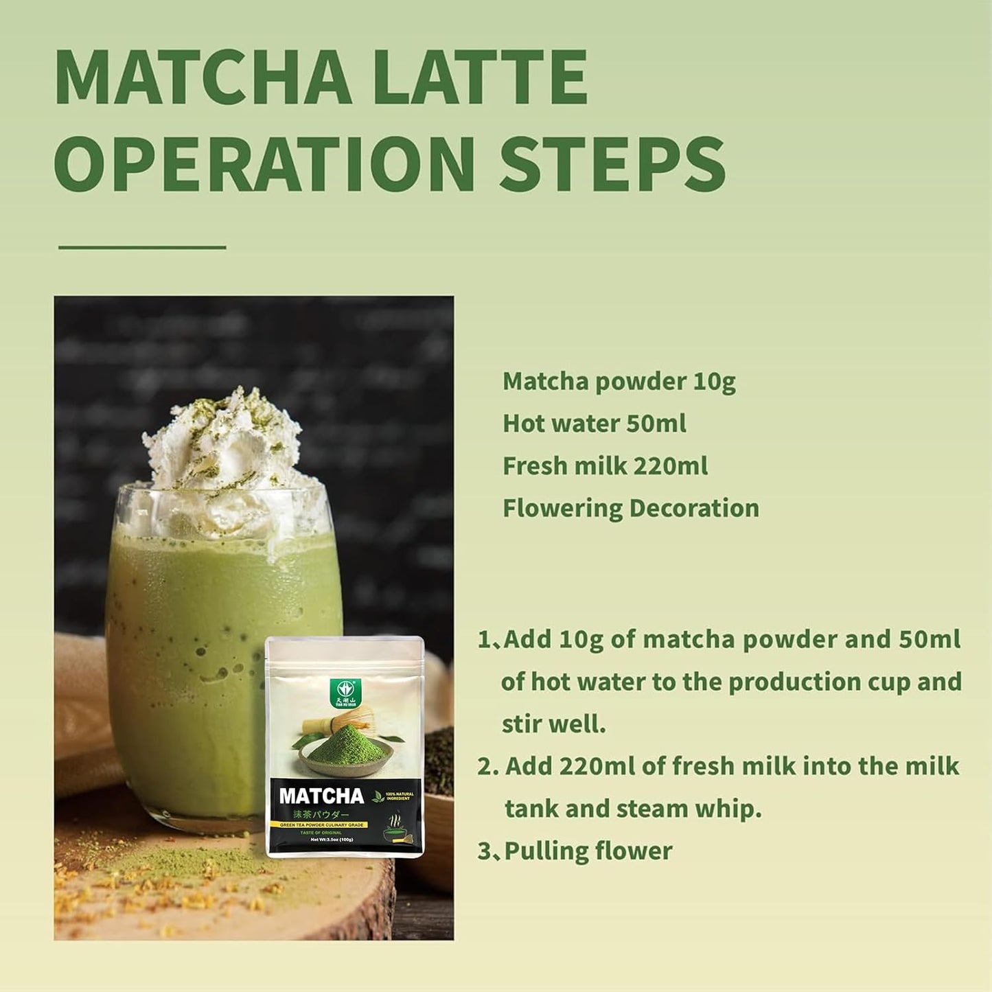 TIAN HU SHAN Matcha Green Tea Powder – Daily Wellness Ritual for Home Self-Care, Calm Caffeine for Mindful Mornings