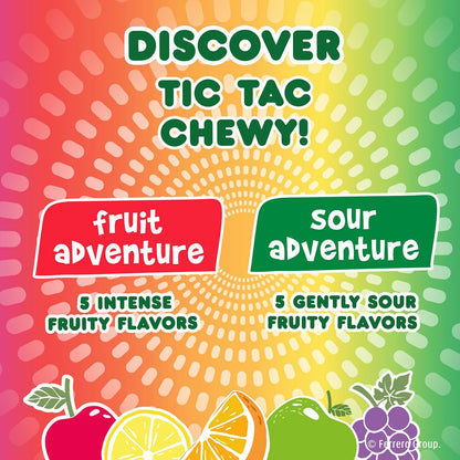 Tic Tac Chewy! Fruit Adventure Candy – After-School Treat Pantry Staple for Kids and Tweens, 7 oz Resealable Bag