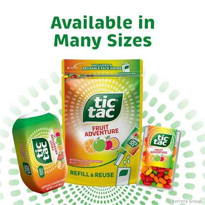 Tic Tac Fruit Adventure Mints – Sweet Birthday Party Favor and Stocking Stuffer Gift, Bulk 12 Pack of 1.7 oz Flip-Top Boxes