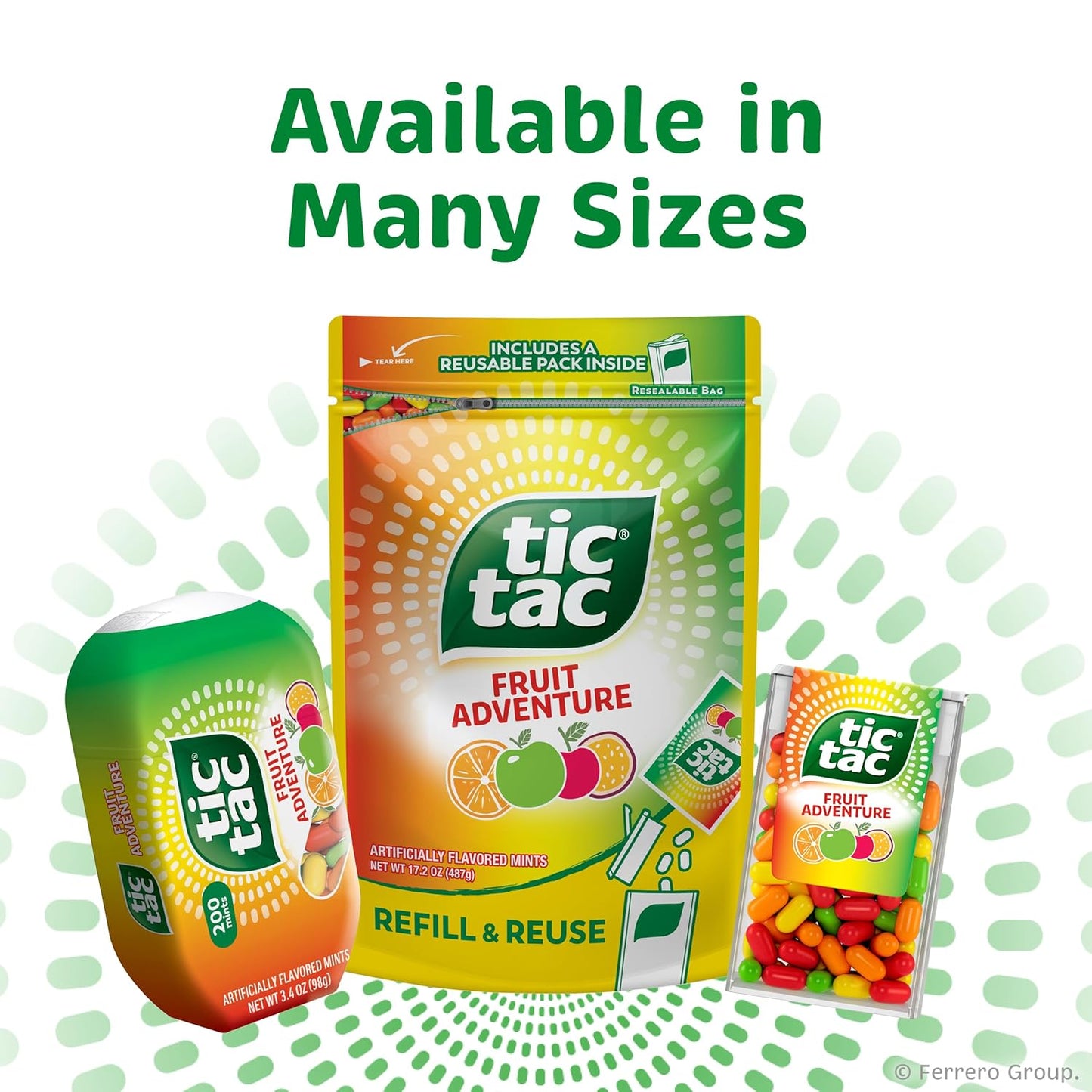 Tic Tac Fruit Adventure Mints – Tailgate and Picnic Breath Freshener for Soccer Fans, Bulk 12 Pack of 1 oz Pocket Flip-Top Packs