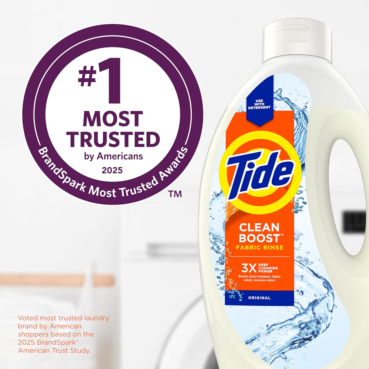 Tide Clean Boost Fabric Rinse – Nursery Safe Laundry Rinse, Dye and Perfume Free for Baby Clothes and Burp Cloths