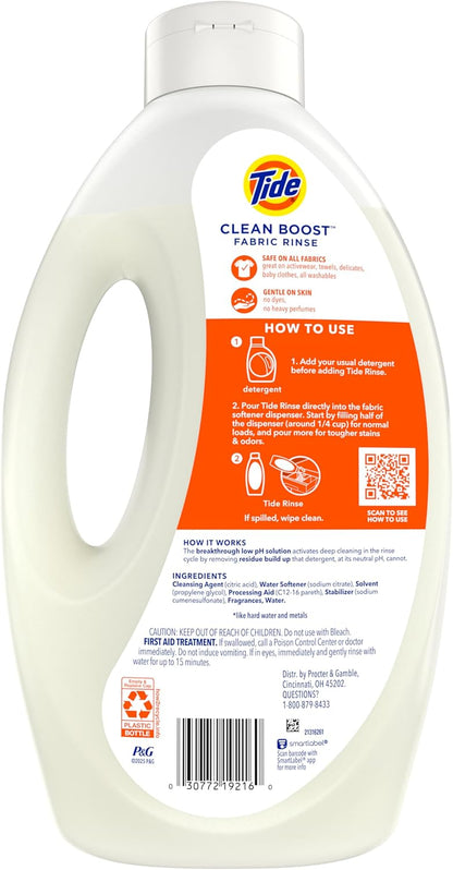 Tide Clean Boost Fabric Rinse – Nursery Safe Laundry Rinse, Dye and Perfume Free for Baby Clothes and Burp Cloths