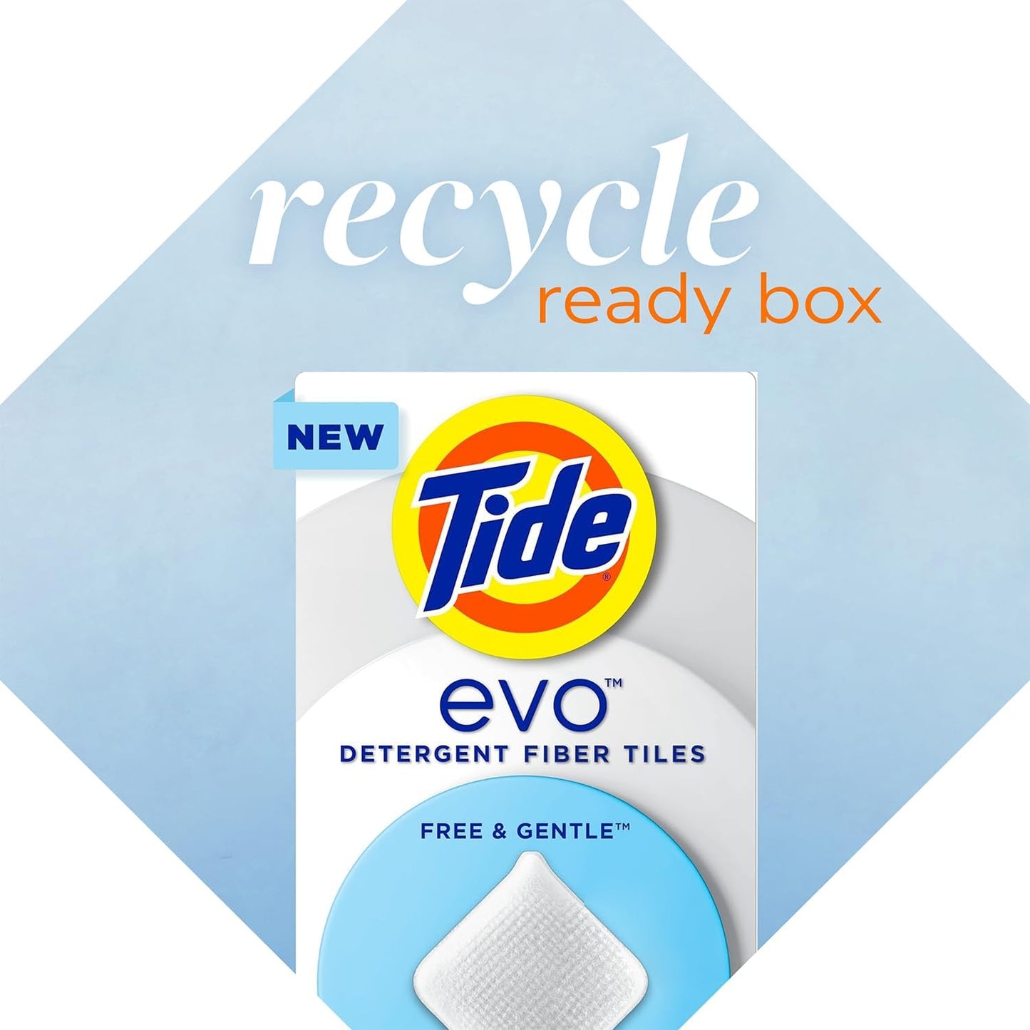 Tide evo Free & Gentle Tiles – Plastic-Free Laundry Detergent for Clutter-Free Apartment Living, 40 Count