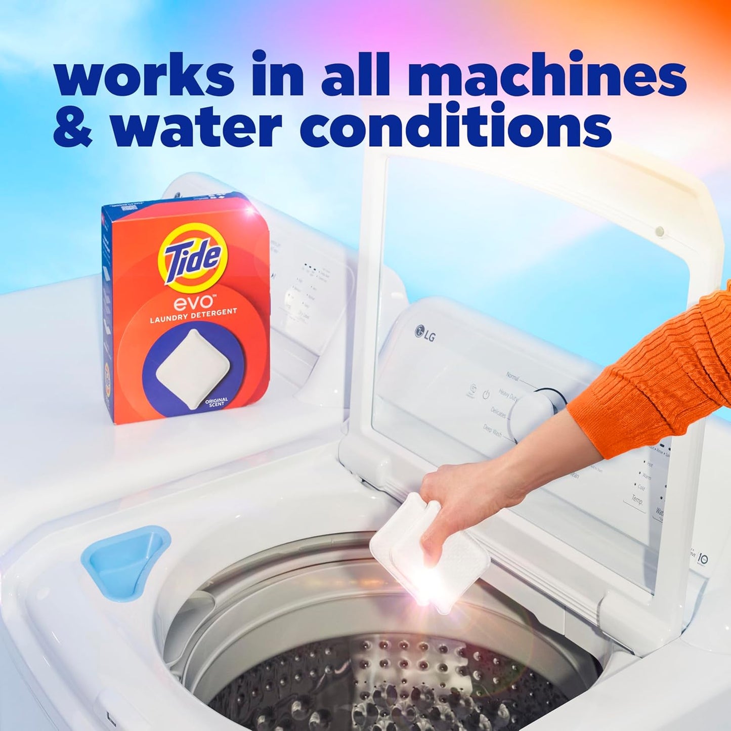Tide evo Spring Blast Aromatic Laundry Tiles for Mindful Bed Linen Care, Pre-Measured 42 Count