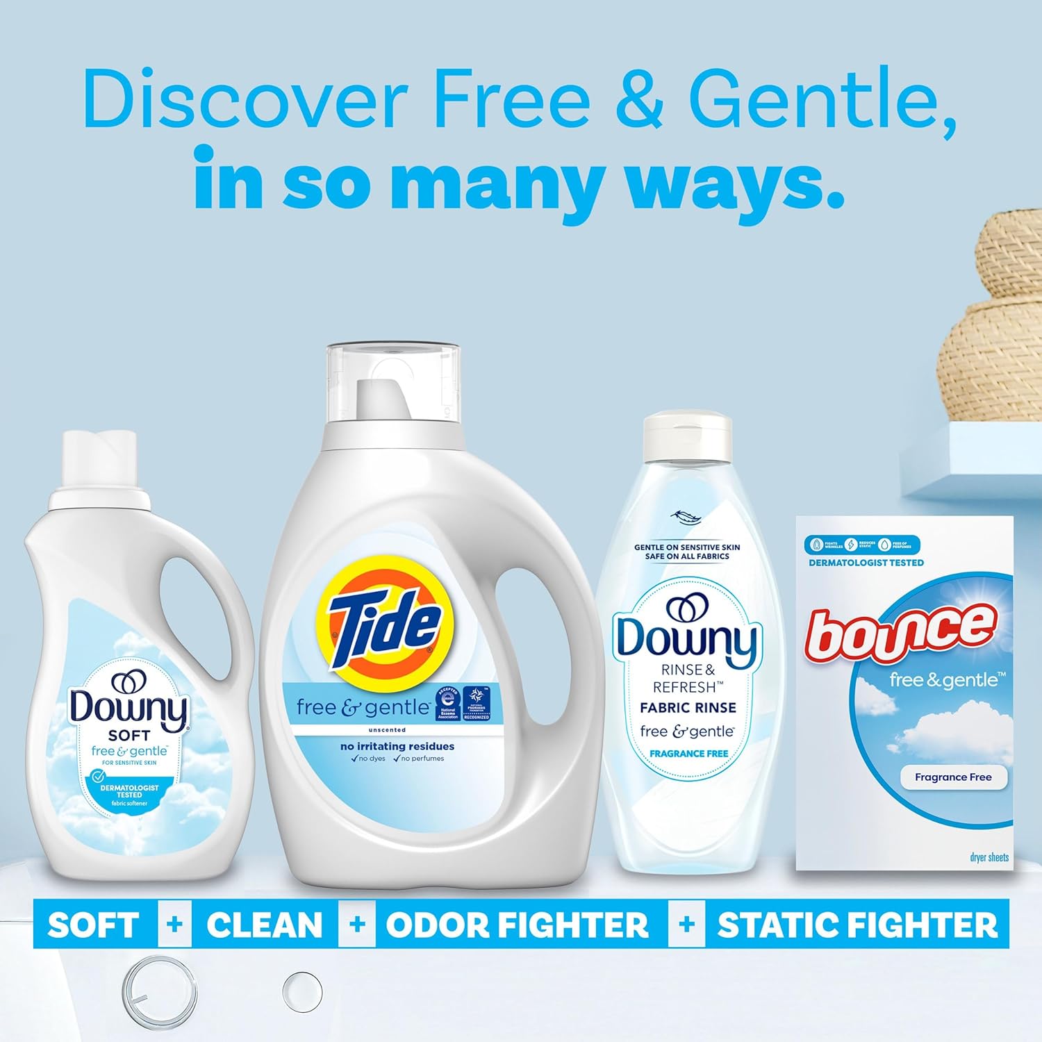 Tide Free and Gentle Liquid Laundry Detergent – Fragrance-Free Care for Sensitive Skin Wellness Routines, 64 Load Bottle