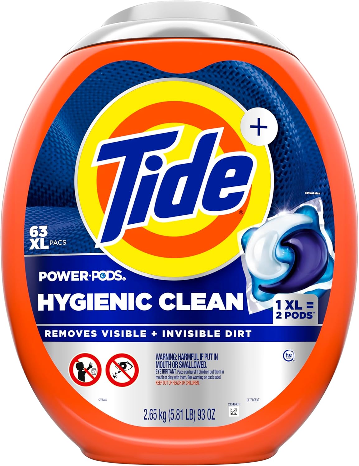 Tide Hygienic Clean Power PODS Laundry Detergent Pacs – Fast Workday Laundry for Home Office Background Routine, Original Scent
