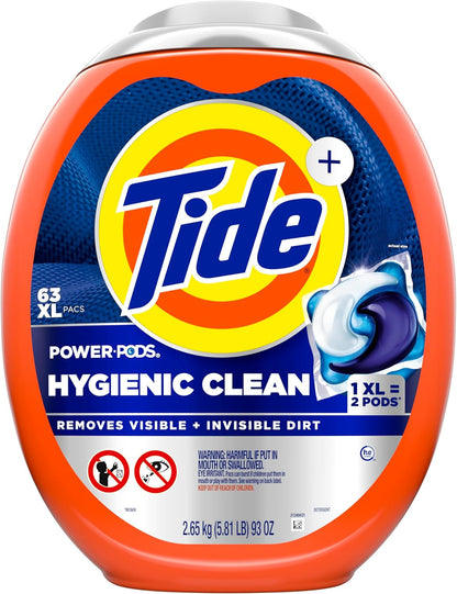 Tide Hygienic Clean Power PODS Laundry Detergent Pacs – Fast Workday Laundry for Home Office Background Routine, Original Scent