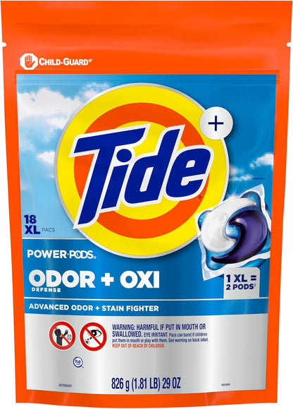 Tide Odor Defense + Oxi Laundry Detergent Pacs for Self-Care Routines, Fresh Scent That Lingers After Every Wash