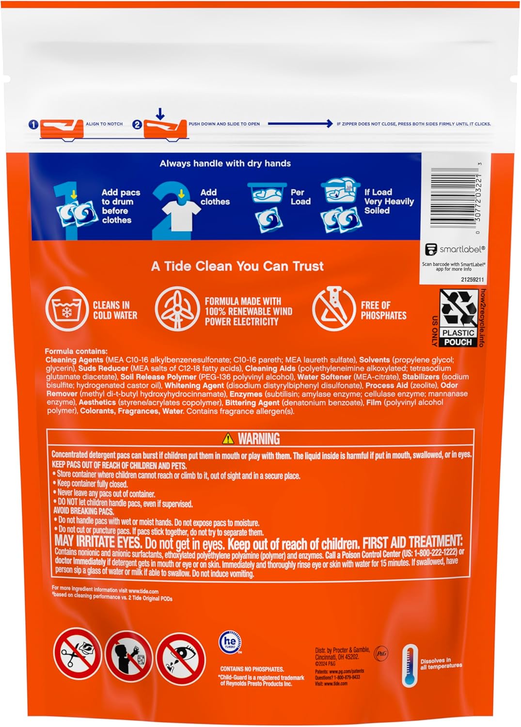 Tide Odor Defense + Oxi Laundry Detergent Pacs for Self-Care Routines, Fresh Scent That Lingers After Every Wash