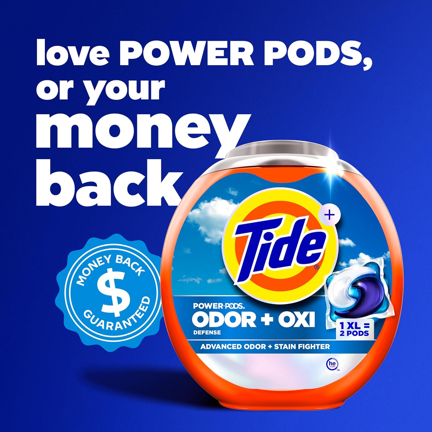 Tide Odor Defense + Oxi Laundry Pacs for Home Office Wardrobes, Quick Cold-Wash Stain Removal Between Meetings