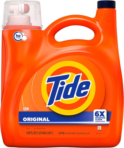Tide Original Scent Liquid Laundry Detergent 158 fl oz – Heavy-Duty Laundry Soap for Sports Gear and Athletic Wear, 126 Loads