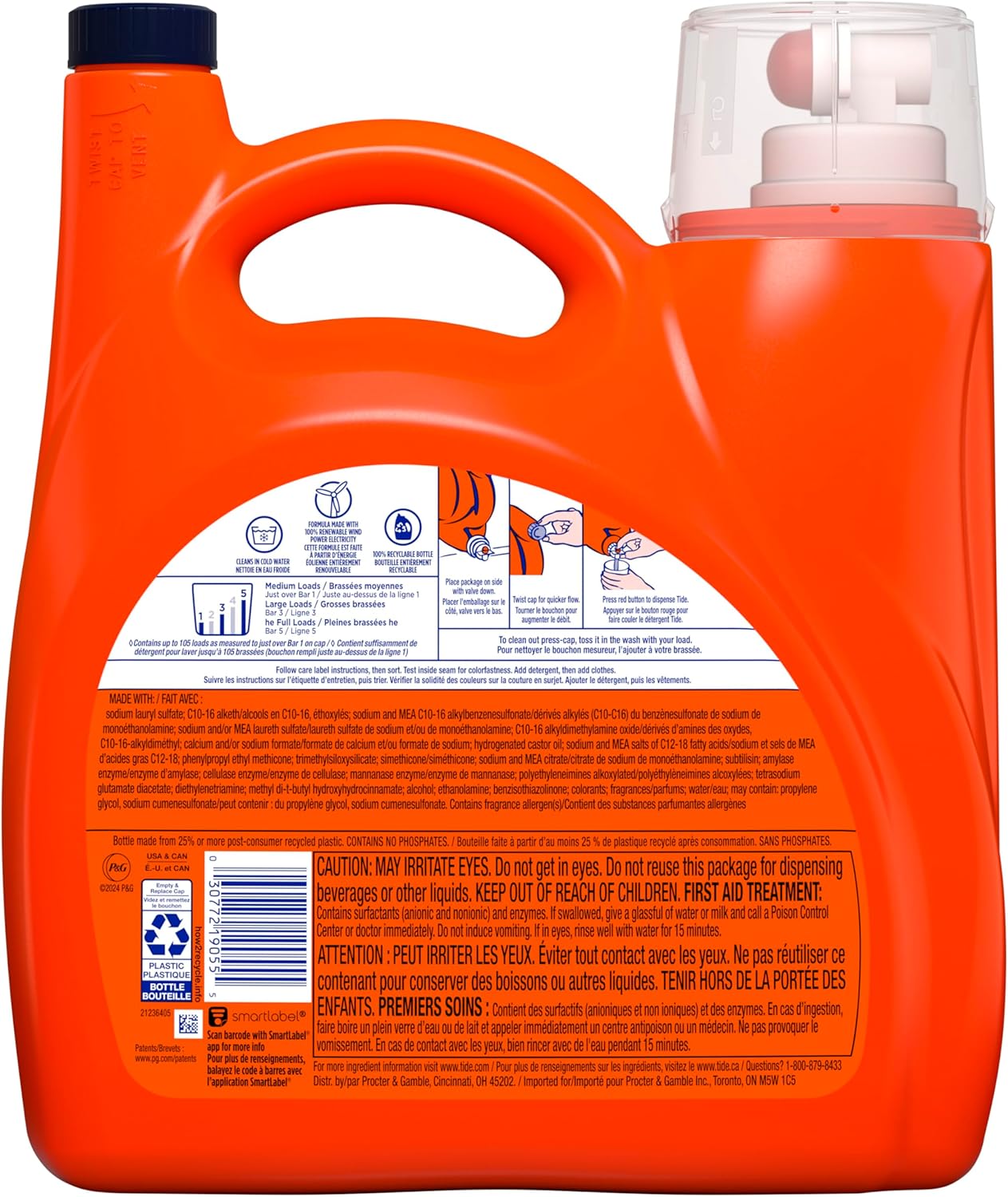 Tide Plus Downy April Fresh Liquid Detergent – 105-Load Bulk Laundry Bottle for Efficient Home Office and Household Routines