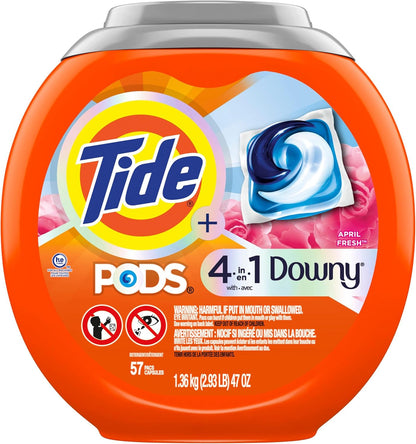 Tide PODS Downy 4-in-1 Laundry Detergent Pacs for Quick Home Office Laundry Routines, 57 Count