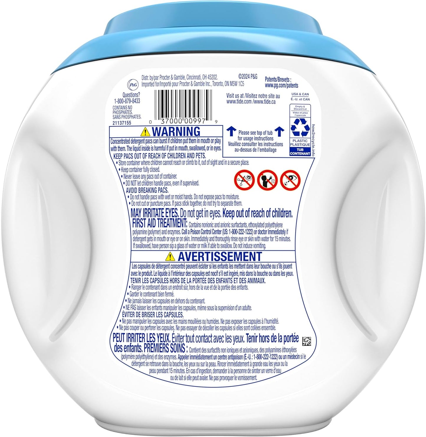Tide Pods Free & Gentle Laundry Pacs for Sensitive Skin and Eczema-Prone Adults, Hypoallergenic Detergent