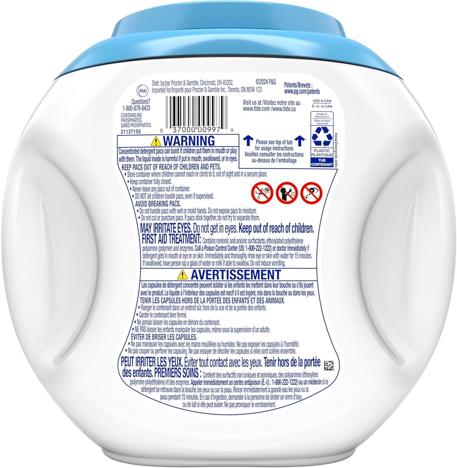 Tide Pods Free & Gentle Laundry Pacs for Sensitive Skin and Eczema-Prone Adults, Hypoallergenic Detergent