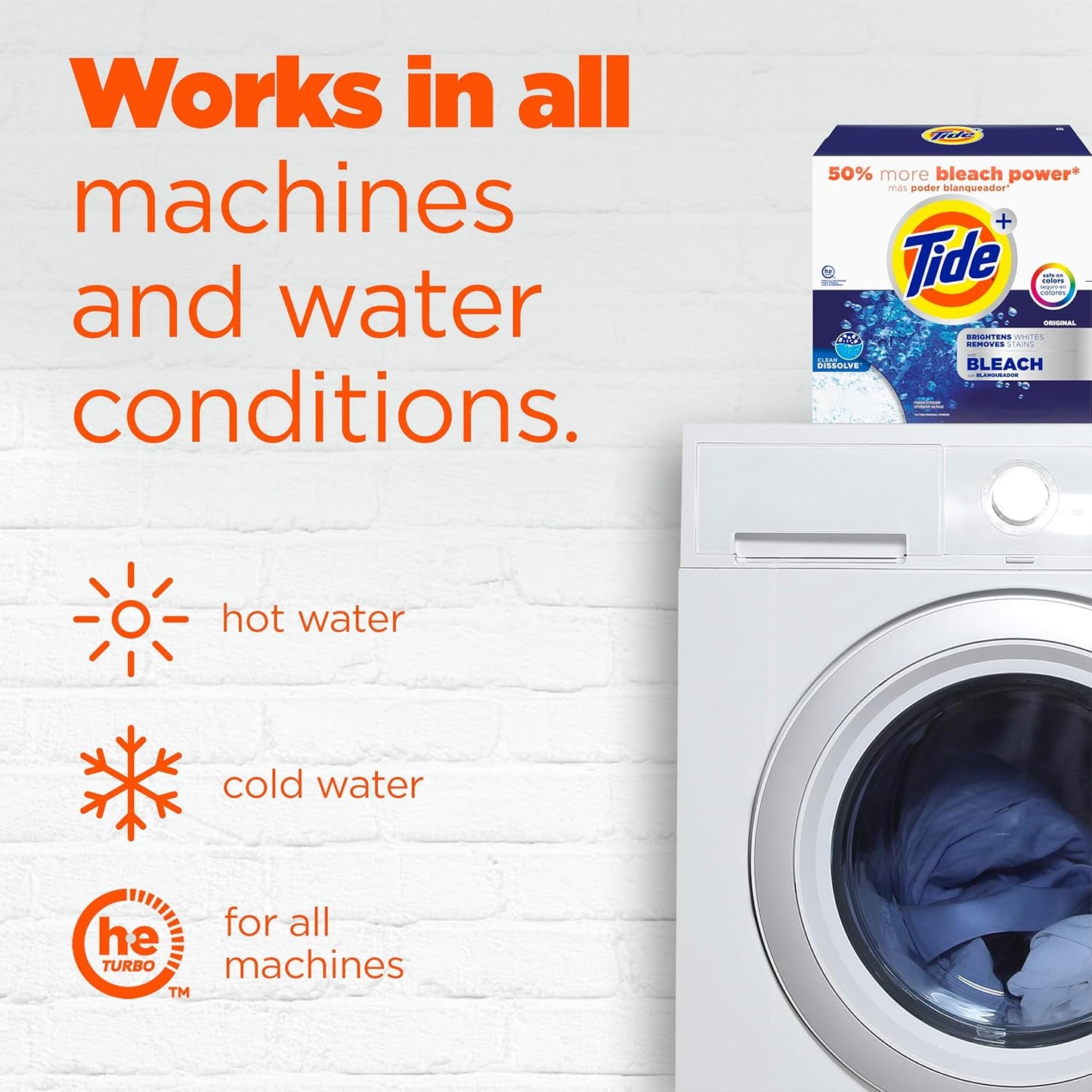 Tide Powder Laundry Detergent with Bleach, Original Scent, 89 Loads - Family Laundry Detergent for Kids' Clothes and Nursery