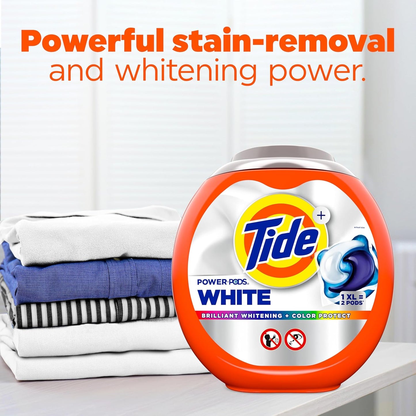 Tide Power PODS White Laundry Detergent – Mindful Laundry Ritual for Bedroom Whites, Gentle Whitening Care