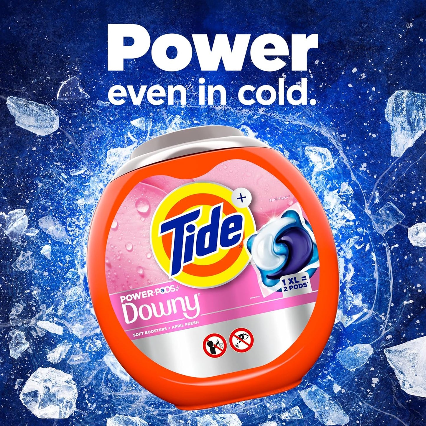 Tide Power PODs with Downy April Fresh 45 Count, Fast-Acting Laundry Detergent for Busy Home Office Weeks