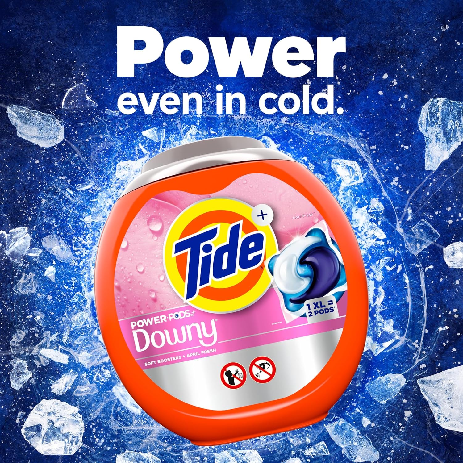 Tide Power PODs with Downy April Fresh 45 Count, Fast-Acting Laundry Detergent for Busy Home Office Weeks