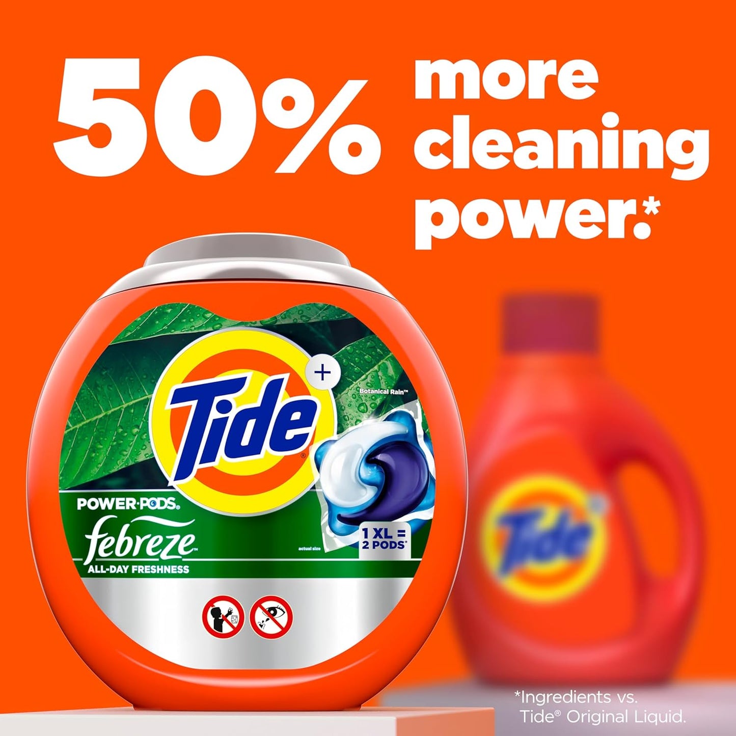 Tide Power Pods with Febreze Botanical Rain – Home Office Laundry Refresh for Busy Professionals, 4-in-1 Odor Eliminator Pacs