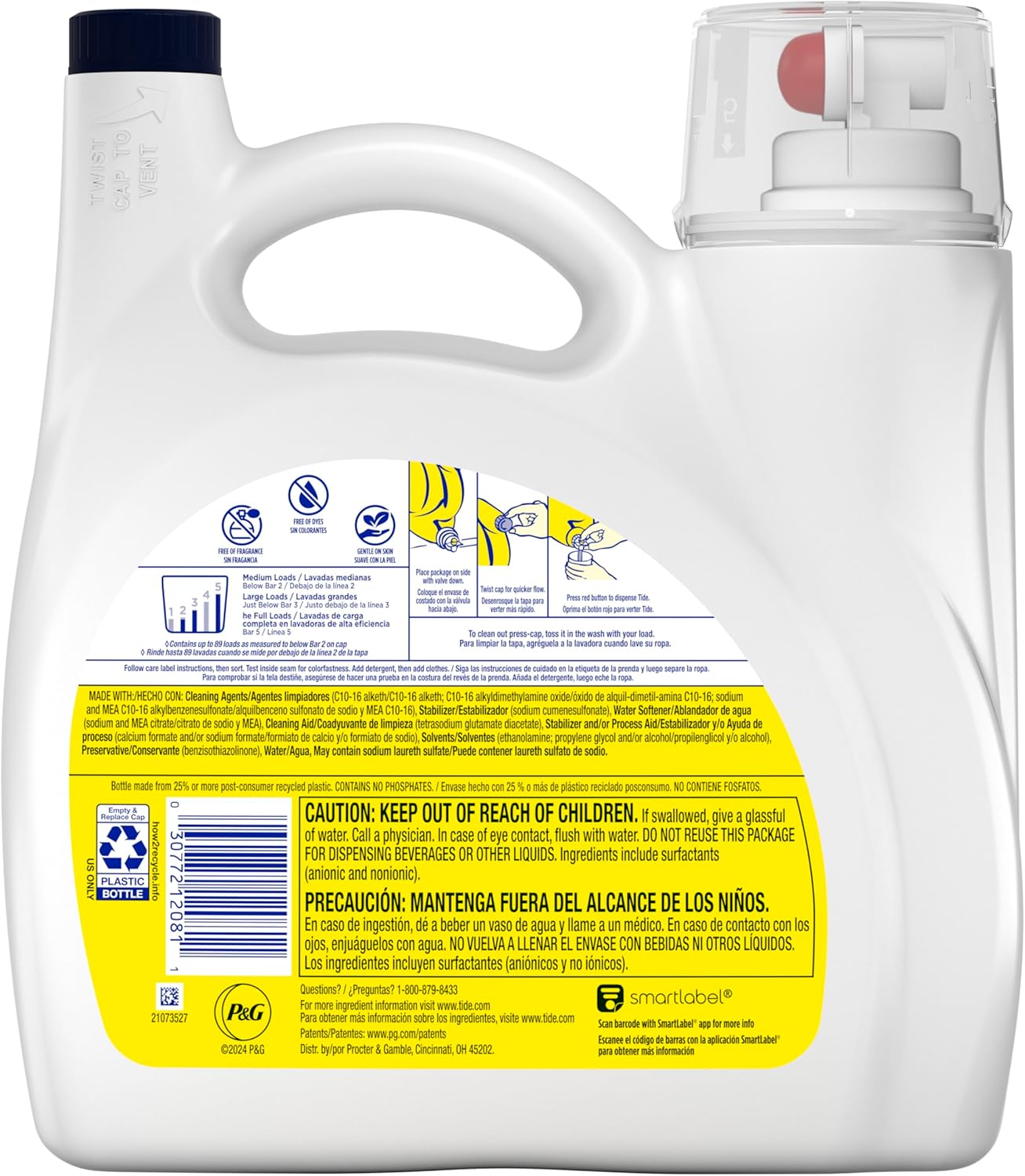 Tide Simply Laundry Detergent Free & Sensitive Scent for Kid and Pet Safe Laundry Room, Dye and Perfume Free Family Wash