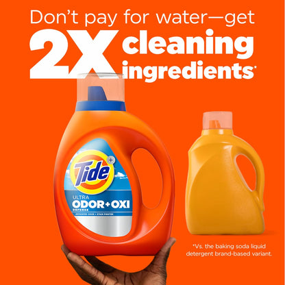 Tide Ultra Odor Defense Plus Oxi Liquid Laundry Detergent, 148 fl oz, 105 Loads, Self-Care Laundry Detergent for Active Adults and Workout Recovery
