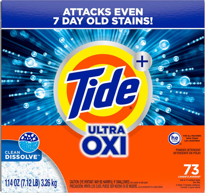 Tide Ultra OXI Powder Laundry Detergent for Busy Home Offices, Bulk Stain Removal Between Video Calls