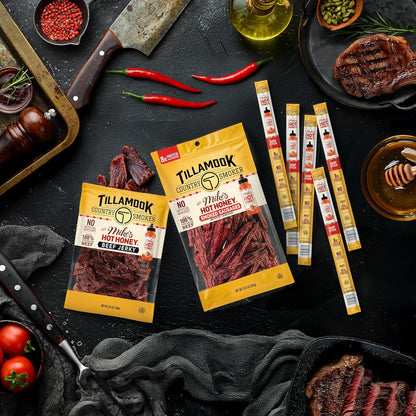 Tillamook Country Smoker Beef Smoked Sausages with Mike's Hot Honey – Bold Birthday Gift for Snack-Loving Brothers and Dads