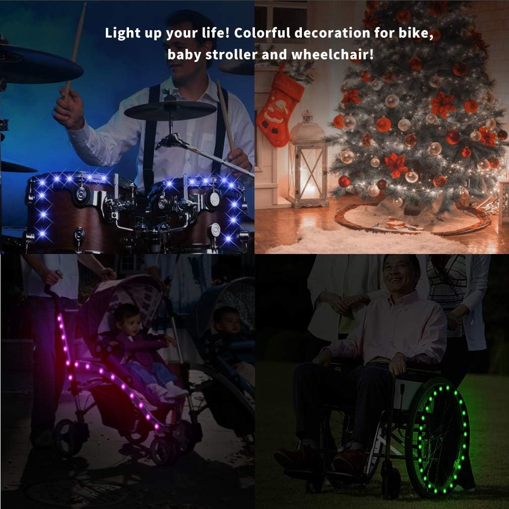 TINANA Waterproof Bike Spoke Lights for Children – Easy Wrap-On Wheel Lights for Park Paths and Driveways