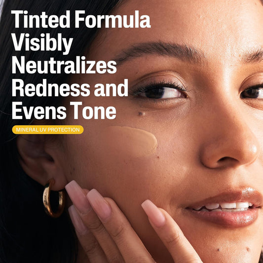tinted formula that blends with a variety of skin tones and neutralizes redness visibly