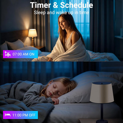 TJOY Smart Light Bulbs – Bath Time Wind Down Lighting, Warm 2700K and Scheduled Sunset Routine