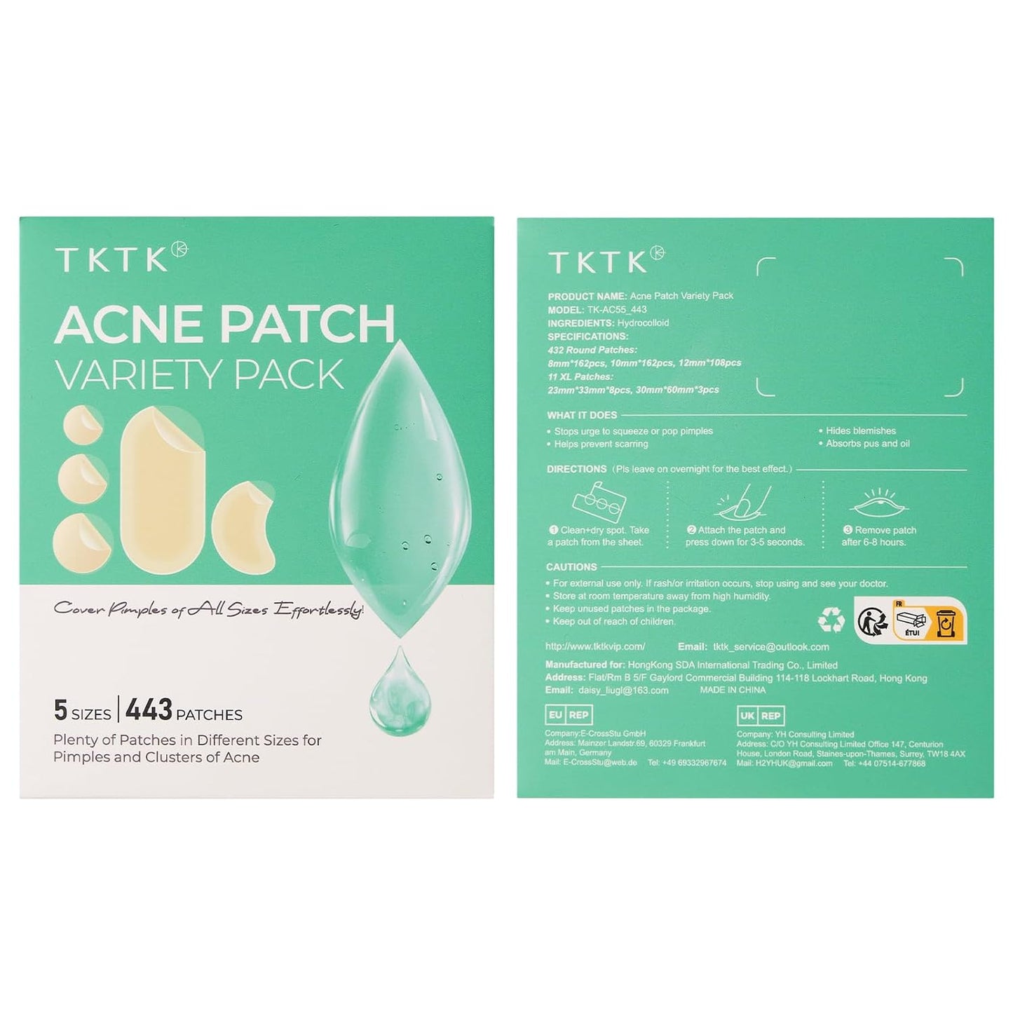 TKTK 443 Count Acne Patches – Teen-Friendly Spot Treatment for Dorm Room and School Backpack