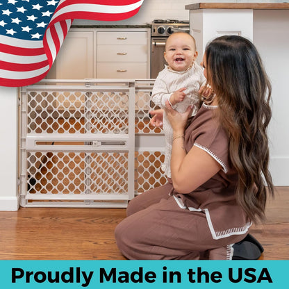 Toddleroo by North States Supergate Ergo Baby Gate – Neutral Ivory and Sand Child Safety Gate That Blends with Home Décor