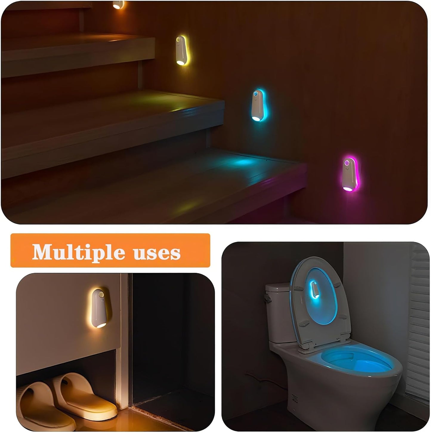 Toilet Night Light for Kids – Motion Sensor Potty Training Helper, 8 Color Changing Bathroom Light