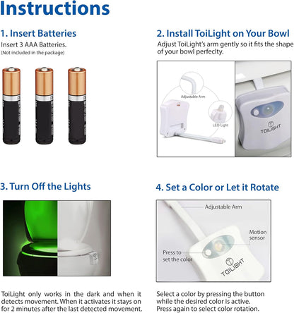 ToiLight Toilet Bowl Night Light – Fall Prevention Motion Light for Elderly and Mobility Limited Users at Home