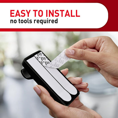 tool-free installation with no drilling or hardware needed