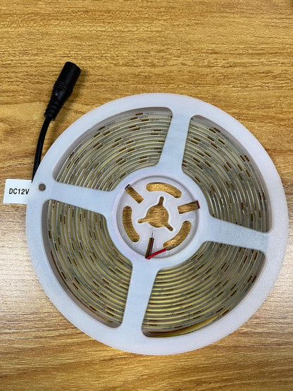 TOPAI 12V LED Strip Light for Hobbyist Installers, 480LEDs/M Dotless Strip with Adhesive Backing for Cabinet and Workbench Task Lighting
