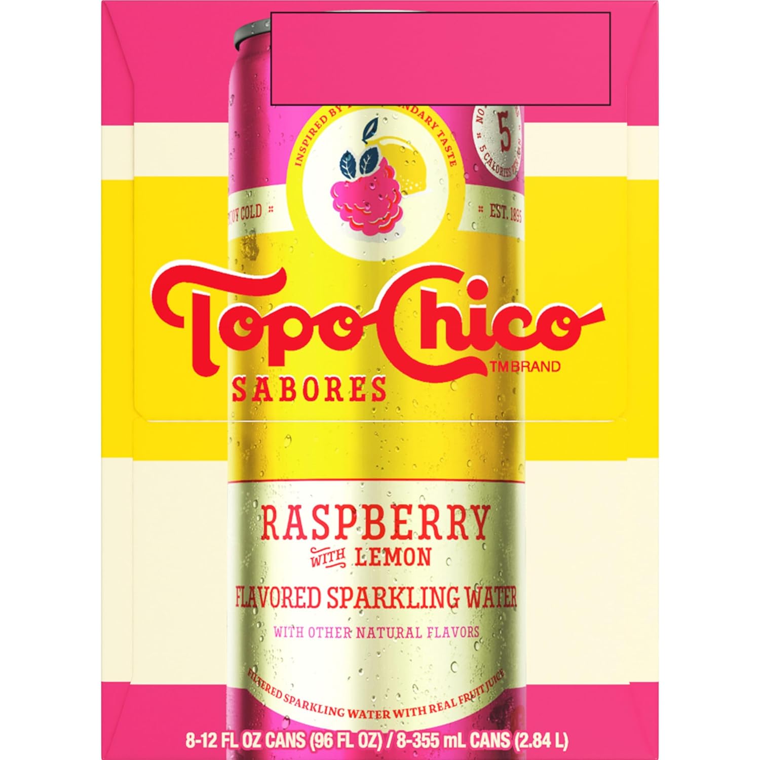 Topo Chico Sabores Raspberry with Lemon – Daily Low-Calorie Hydration for Clean-Eating Wellness Routines, 12oz 8pk