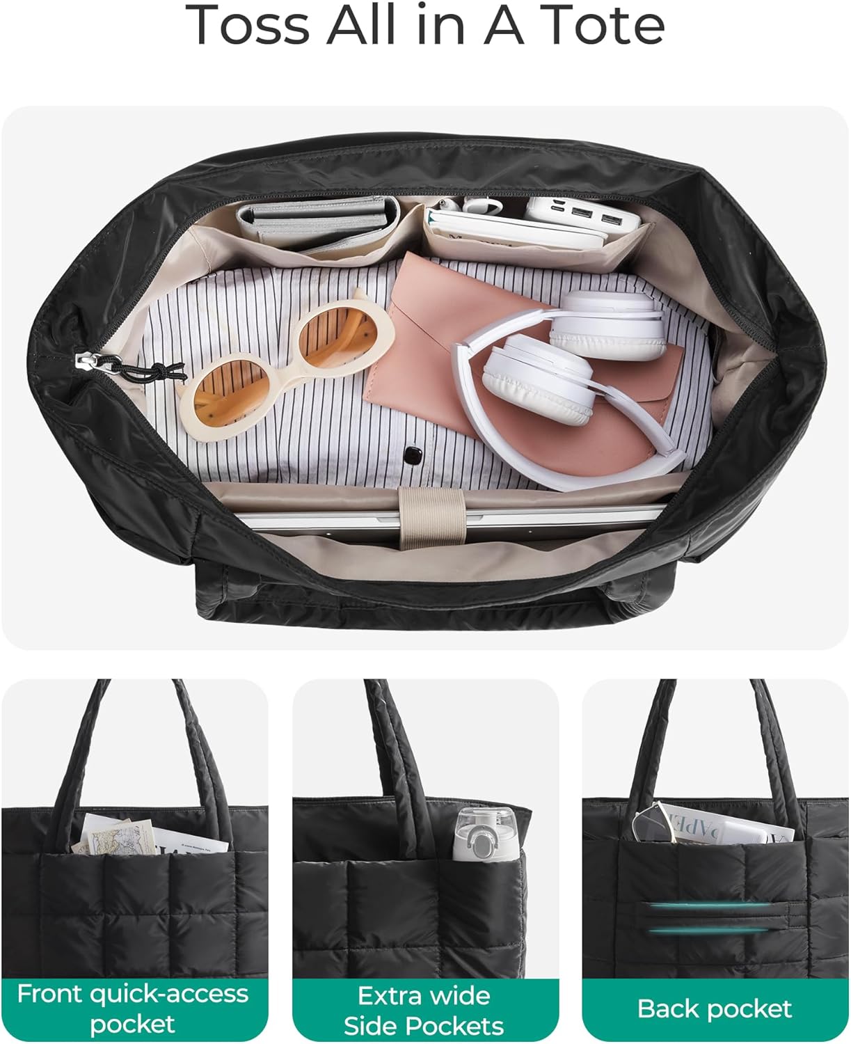 tote-style open top with dual carry handles for fast access
